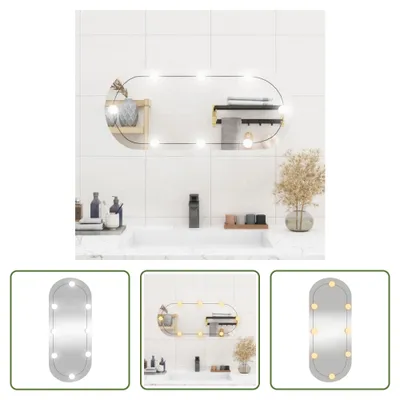 Obrázek produktu pro The Living Store Nástěnné zrcadlo s LED světly 35x80 cm skleněný ovál