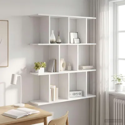 Obrázok produktu pre Maison Exclusive – Nástenná polica, biela, 102 x 20 x 96 cm, drevovláknitá doska