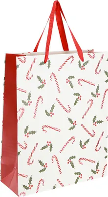 Produktbild von Weihnachtliche Geschenktasche mit Festmotiv und Geschenkbandgriffen, 2 Stück