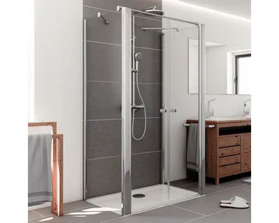 Produktbild von U-Kabine mit Pendeltür BREUER 90 x 90 x 90 cm Profil silber Klarglas Reversibel