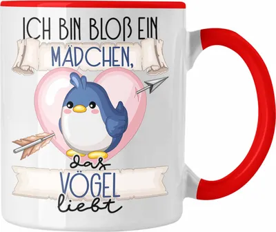 Produktbild von Trendation - Vogel Tasse Geschenk Frauen Ich Bin Bloß Ein Mädchen Das Vögel Liebt Vogel-Liebhaberin Geschenk Spruch Geburtstag (Rot)