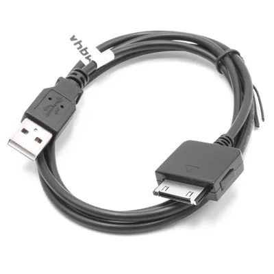 Produktbild von vhbw USB Datenkabel Ladekabel kompatibel mit Microsoft Zune 16GB, 120GB, 4GB, 32GB, 2. Generation, 30GB, 1. Generation MP3 Player Schwarz, 100 cm