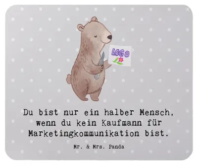 Produktbild von Mr. & Mrs. Panda Mouse Pad Kaufmann für Marketingkommunikation Herz - Grau Pastell - Geschenk, mousematte, pc mousepad, mauspad laptop