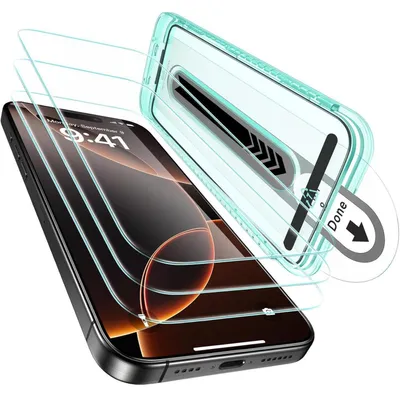 Produktbild von Displayschutzfolie für iPhone 16 Pro Max, 3 Stück, gehärtetes Glas, 9H Härte, kratzfest, HD klar