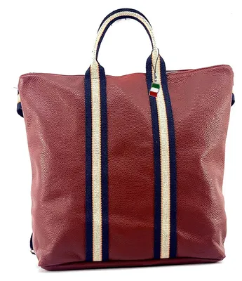 Produktbild von Cityrucksack rot blau beige Florence Rucksack Tasche Leder Canvas D2OTF609R