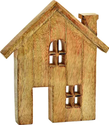 Image de Présentoir MAISON en bois de manguier - env. 20 x 18 cm - Décoration en nature