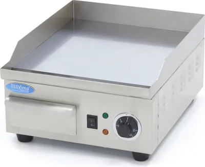 Immagine prodotto di Maxima - Gastro piastra - Cromo liscio - 36 cm - incluso vassoio di sgocciolamento