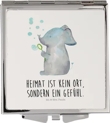 Produktbild von Mr. & Mrs. Panda Handspiegel Elefant Seifenblasen - Weiß - Geschenk, Frauen Spiegel, Taschenspiegel, Elefanten, Kleiner, Klappbarer, Heimat, Kosmetikspiegel, Liebe
