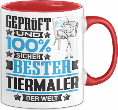 Produktbild von Tiermaler Geschenk Lustiger Spruch für Tiermaler Geschenkidee Bester Tiermaler Der Welt (Rot)
