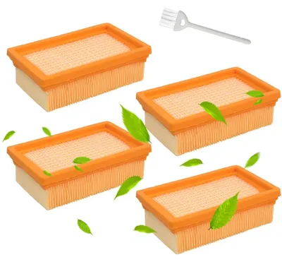Immagine prodotto di Set di filtri per aspirapolvere, 4 pezzi, filtri pieghetti piatti con spazzola per la pulizia, adatti per aspirapolvere ad acqua e a secco