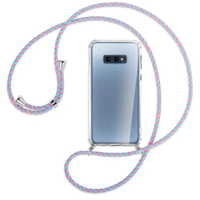 Produktbild von Handykette Backcover-Schutzhülle mit Band (Metall silberfarben) für Samsung Galaxy S10e - pink/mint