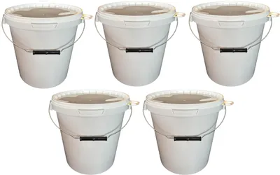 Produktbild von SILPLAST Eimer mit Deckel 15L x 5 Kunststoffeimer 15 Liter lebensmittelecht stapelbar Plastikeimer leer Weiß