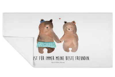 Produktbild von Mr. & Mrs. Panda Handtuch Bär Freundin - Weiß - Geschenk, 50x100, Frotteehandtuch, 100x50, gesichtshandtuch, Teddy, Flauschtuch