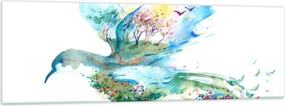Produktbild von Bilder auf glas - Abstraktion Vogel Natur Bewegung - 160x50cm - Glasbilder - Wandbilder - Kunstdruck - zum Aufhängen bereit - Wanddekoration aus Glas - Glas Bilder - Wandbild auf Glas - GAB160x50-3032