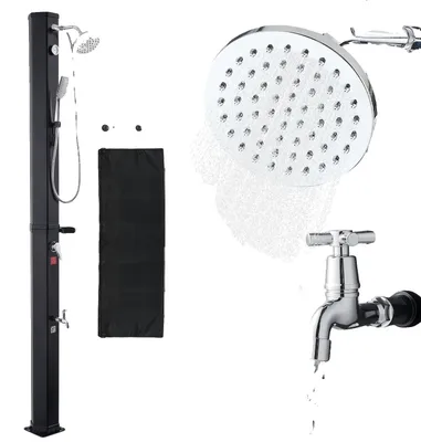 Obrázek produktu pro VEVOR Solární sprcha 40 l, zahradní sprcha 2290 mm, venkovní sprcha, s baterií pro ruce a nohy, regulace teplé a studené vody, sprcha k bazénu max. 60 °C, kempingová sprcha do zahrady, k bazénu, k plážovému bazénu, černá