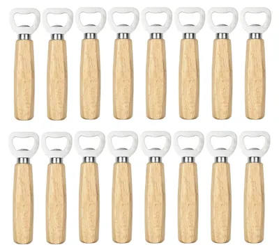 Produktbild von 16x Flaschenöffner Kapselheber Bieröffner Holzgriff Kronkorkenöffner Heber Öffner