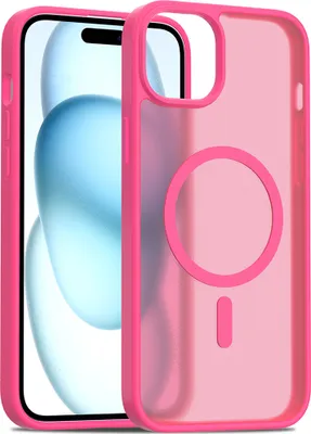 Image de Coque magnétique pour iPhone 15 Plus, compatible MagSafe, dos translucide mat, résistant aux chocs Rose