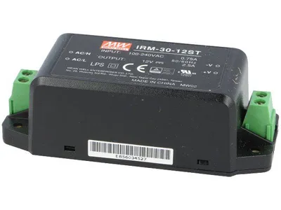 Produktbild von MeanWell Schaltnetzteilmodul mit geschlossenem Gehäuse und Schraubklemmen 12V / 2,5A
