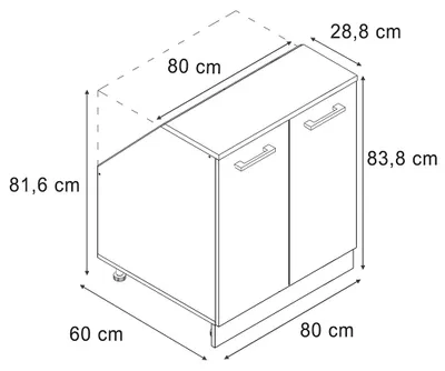 Immagine prodotto di Mobile sottotetto Vicco Rion Ondulazione bianca 80 x 81.6 cm con 2 porte, carcassa 60 cm profondità, Model 60239