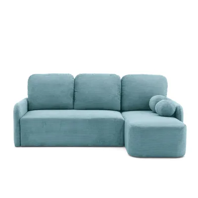 Produktbild von NACANAPA Ecksofa CASPER L Rechts mit Schlaffunktion 132x198 Cord Blau