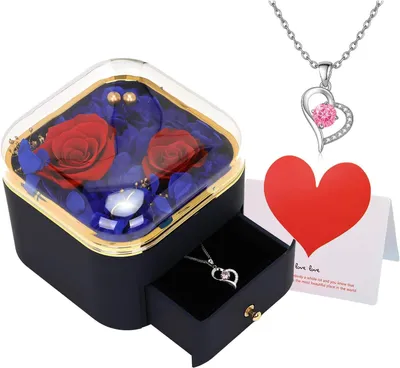 Produktbild von Ewige Rose mit Kette Romantisches Geschenk für Mädchen Geschenk