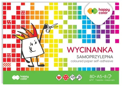 Zdjęcie produktu dla Blok Wycinanka samoprzylepna A5 8 ark.(papier kolorowy) Happy Color
