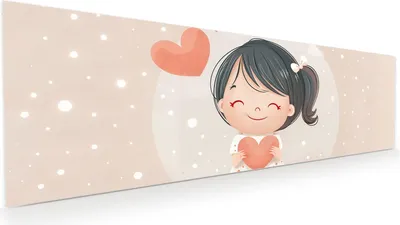 Produktbild von Glasbild 120x40cm in XXL für Wohnzimmer, Schlafzimmer Motiv Herziges Maedchen Herz