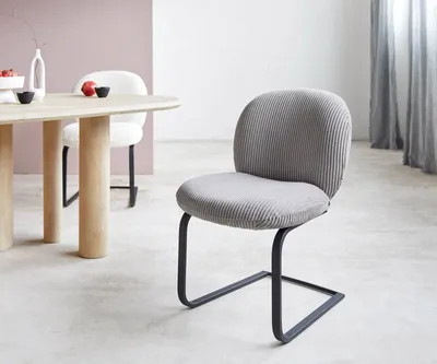Produktbild von DELIFE Freischwinger Nube-Flex Cord Silbergrau Freischwinger flach Schwarz Taschenfederkern