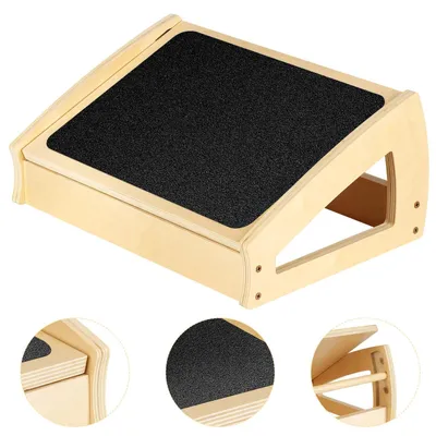 Image de Repose-pieds pour bureau - Repose-pieds ergonomique à placer sous le bureau - Réglable en hauteur - Surface antidérapante - Structure en bois - Supporte jusqu'à 181 kg - Vert militaire