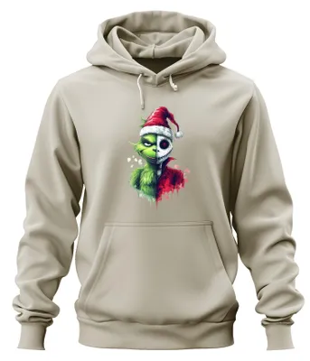 Produktbild von Grinch Jack Skellington Halb Gesicht Weihnachten Horror Hoodie Kapuzenpullover, Natur, XXL