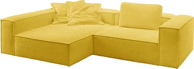 Produktbild von KAWOLA Sofa CARMO Ecksofa Stoff gelb Recamiere links
