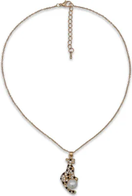 Produktbild von Steuer Modeschmuck Anhänger mit Kette Metall 46+5cm gelb Perle weiß 445050097