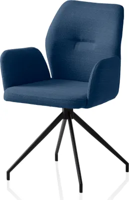 Produktbild von SalesFever Armlehnstuhl | 180° Drehfunktion | Bezug in Strukturstoff | Gestell Metall | B 59 x T 58 x H 88 cm | blau – schwarz
