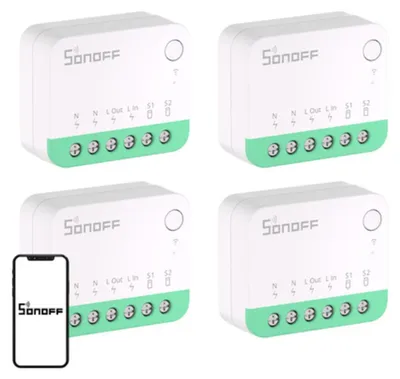 Immagine prodotto di SONOFF MINIR4M (Versione potenziata) - Confezione da 4 interruttori Matter