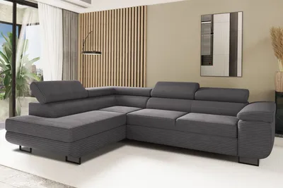 Produktbild von Kaiser Möbel Ecksofa mit schlaffunktion und bettkasten Eckcouch L-Form ATOMIC stoff Poso Links Dunkelgrau