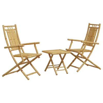 Produktbild von Bambus Bistro-Set 3-tlg. Klappbar Gartentisch 45x45x45cm 2 Stühle