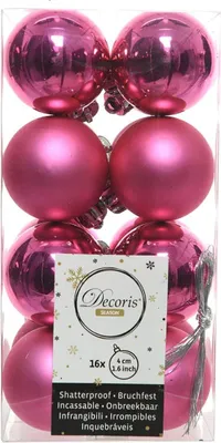 Produktbild von Weihnachtskugeln Mini Kunststoff 4cm pink 16 Stück