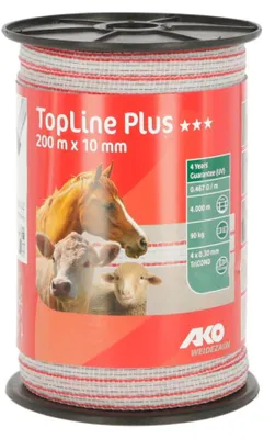 Produktbild von AKO Weidezaunband TopLine Plus weiß/rot, 200 m Länge, 10 mm breit