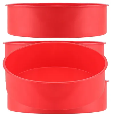 4 Silikon-Kuchenformen, 16,5 cm, rot, antihaftbeschichtet, rund
