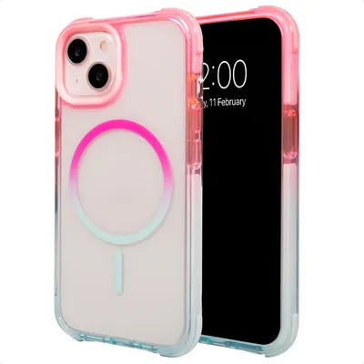 Image de Coque arrière dégradée Selencia compatible MagSafe pour l'Apple iPhone 13 - Rose / Bleu