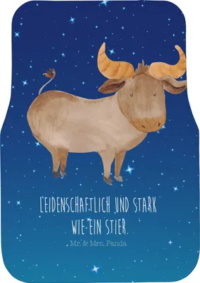Produktbild von Mr. & Mrs. Panda Auto-Fußmatte Sternzeichen Stier - Sternenhimmel Blau - Geschenk, Auto Fußmatte, Automatte, Geburtstag Mai, Rind, Autoteppich, Ochse, Teppich, April