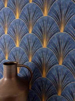 Newroom Vliestapete Vapore Blue Blau Geometrisch, Wohnbeispiel