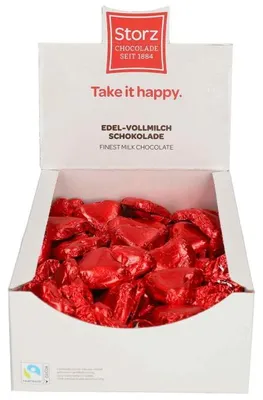 Produktbild von 100er SET Choco - Herzen rot, lose 9 g / Schokolade Herz / Valentinstag / Muttertag