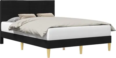 Image de Cadre de lit avec tête de lit Noir 140 x 190 cm Tissu