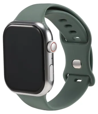 Image de Bracelet de remplacement en silicone pour Apple Watch 1, 2, 3, 4, 5, 6, 7, 8, 9, 10, 11, SE 1, 2, 3 (38/40/41/42 mm) – Bracelet sport souple vert olive – Bracelet réglable pour smartwatch – Taille L