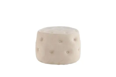 Zdjęcie produktu dla Benjamin puf, podnóżkiem Ø55cm welur biały.
