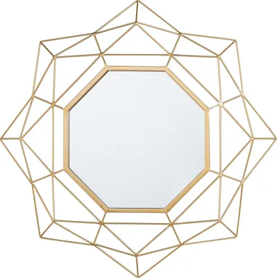 Produktbild von BELIANI Wandspiegel Gold ø 60 cm Sternenoptik mit geometrischem Rahmen Modern