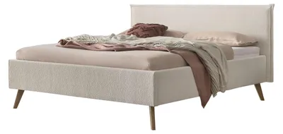 Produktbild von HASENA Polsterbett Selena Füße Eiche bright Bouclestoff ivory 180x200