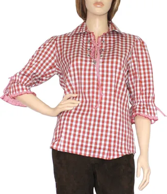 Produktbild von Trachtenbluse Damen Trachten lederhosen-bluse Trachtenmode ROT kariert, Größe:38