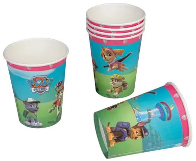 Obrázek produktu pro 6 papírových kelímků Paw Patrol růžová 0,2l
